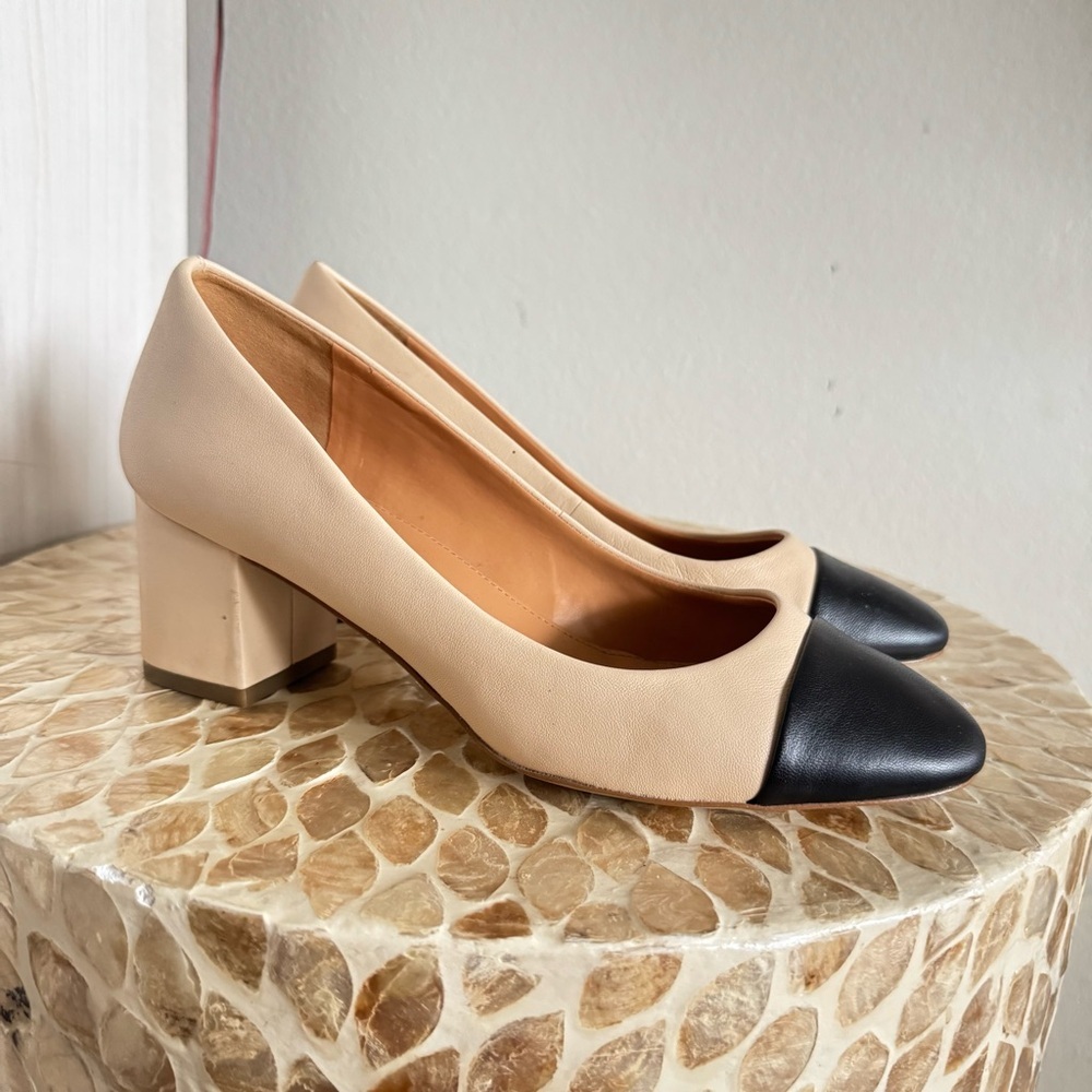 J.Crew Bryan Cap Toe Two Tone Block Heel Leather Pumps size 7 - Picture 2 of 8